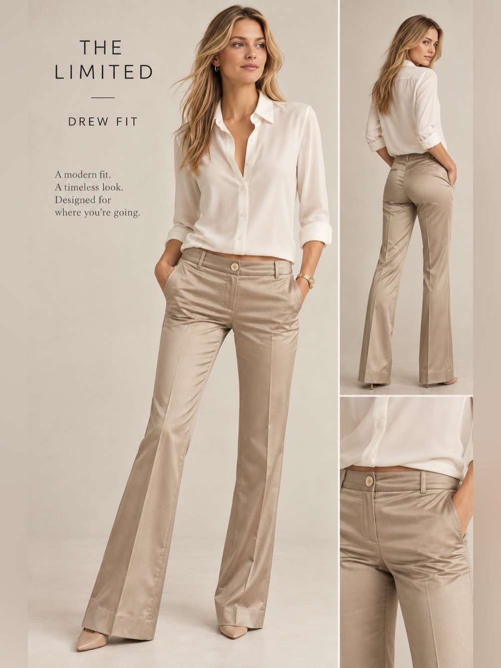 The Limited Drew Fit Champagne Dress Pants Sz 2